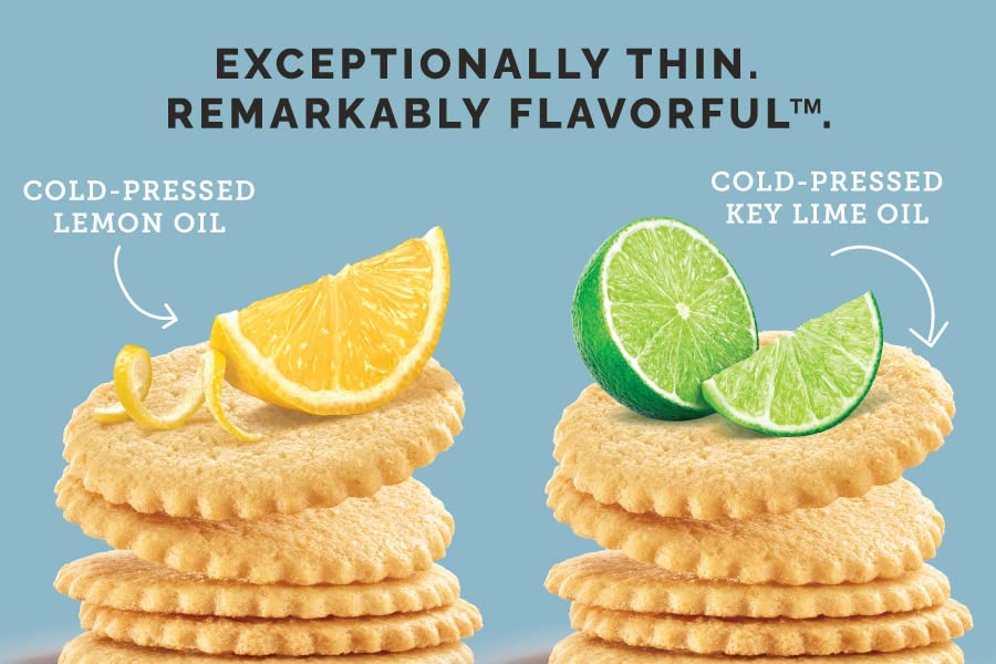 Deweys Bakery Meyer Lemon & Key Lime Thin Cookies Variety Pack, 9oz (Pack of 2), Low Calorie, No Artificial Flavors