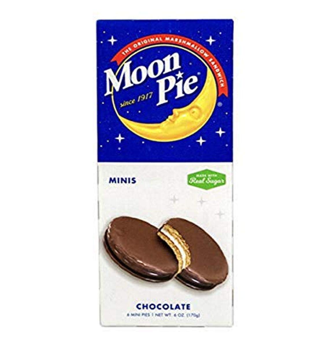 MoonPie Mini Chocolate, 6 Count - Soft Marshmallow Treats, Classic Flavor
