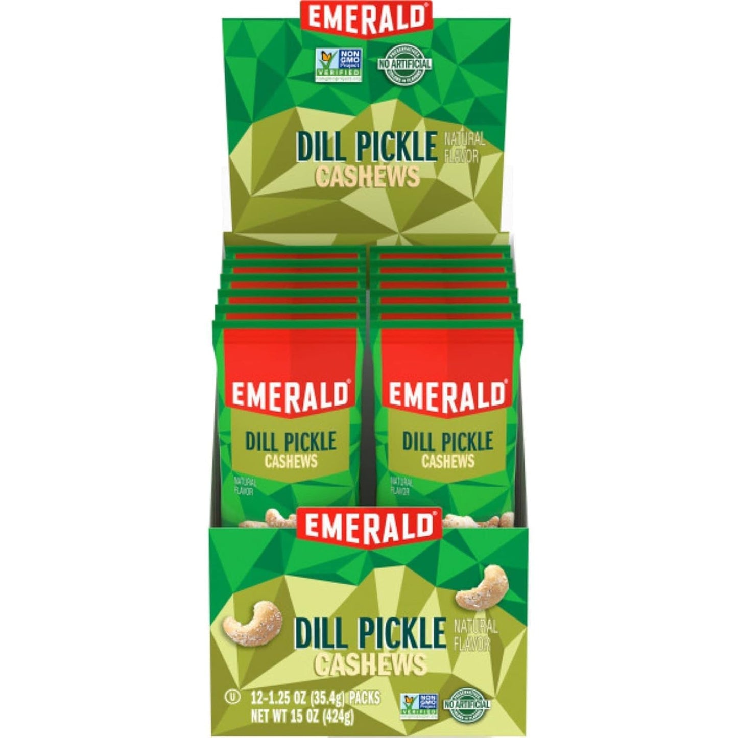 Emerald Nuts, Dill Pickle Seasoned Cashews, 15 Oz (Pack Of 4)
