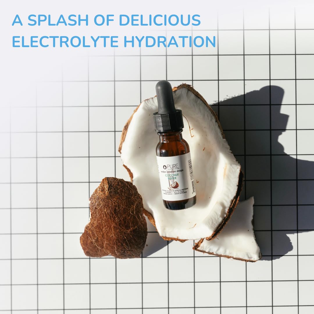 Pure Inventions - Coconut Water Infusion Drops - Drink & Water Infuser - Naturally Occurring Electrolytes - No Sugars, Calories Or Artificial Sweeteners - Deluxe Travel Size - 12 Servings - 0.34 Oz