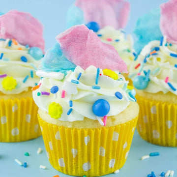 Sprinkles For Cake, Cookie, Cupcake Decorating, And Baking - Summer Cake Decorations Sprinkles And Toppings In Bright Blue Jimmies, Yellow Nonpareils And Pink Confetti Quin With Sun Candy Sprinkles