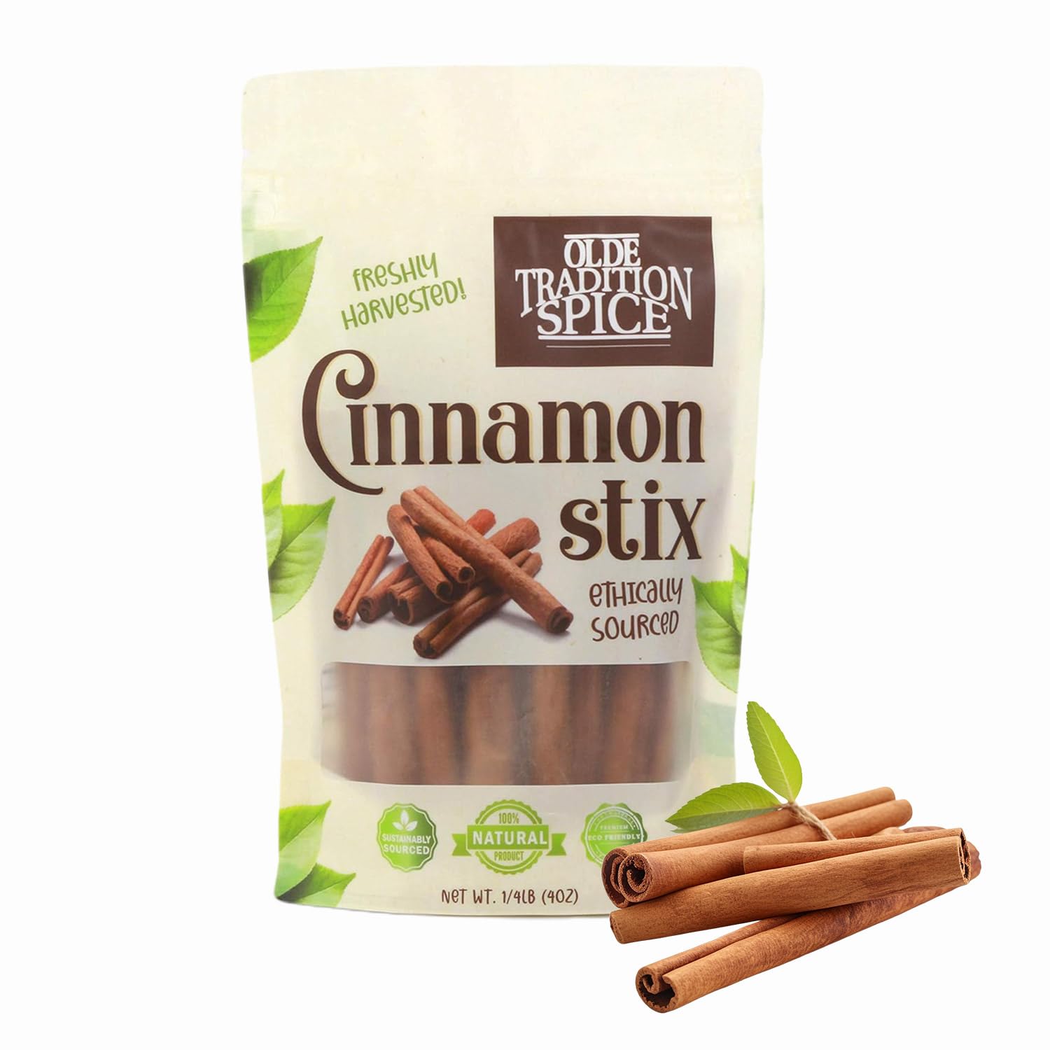 Olde Tradition Spice Organic Cinnamon Sticks Whole 4 Sticks, 4 oz - Ethically Sourced for Cooking, Drink & Crafting