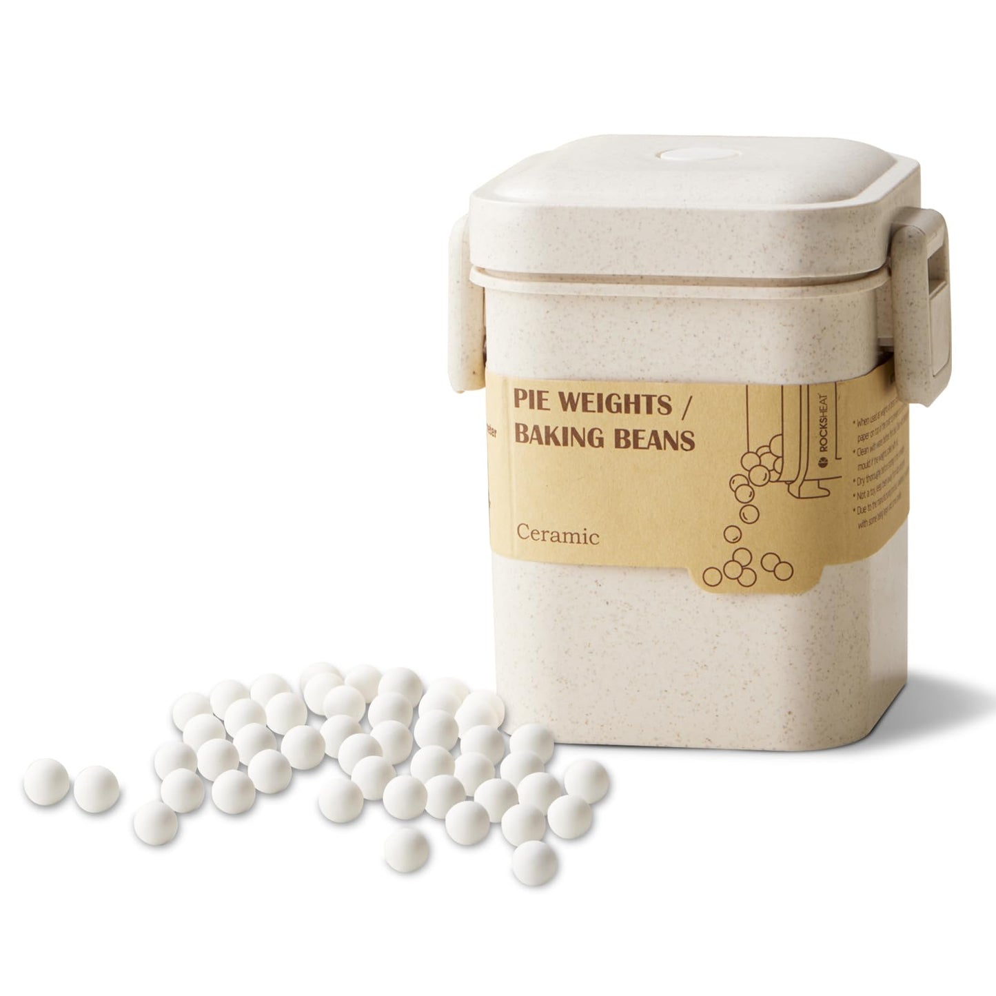 ROCKSHEAT K Ceramic Pie Weights, Baking Beads Pie Crust Weights, Natural baking beans with Wheat Straw Container (2.2Lb | 1000g)