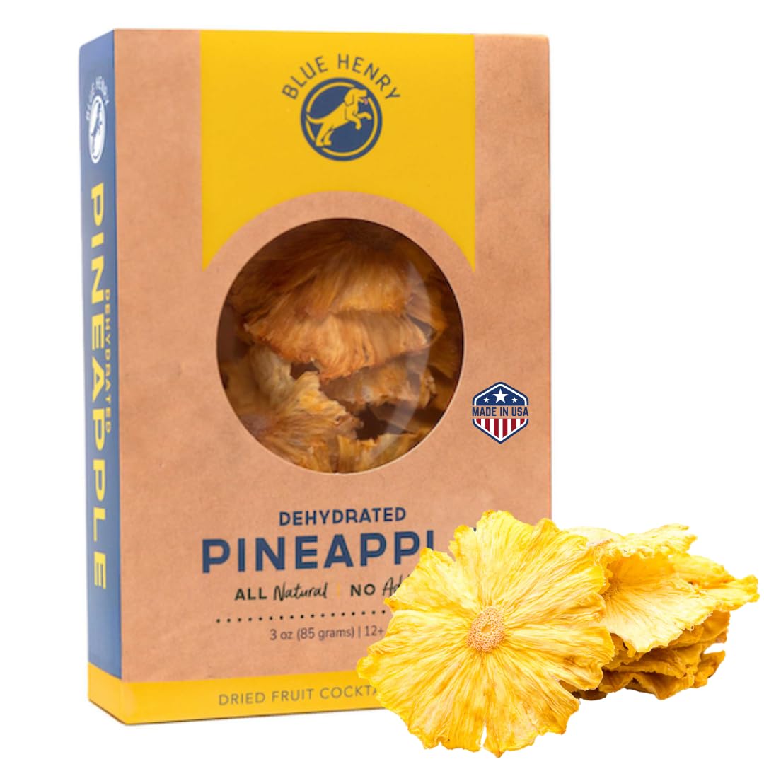 Bluehenry Dehydrated Pineapple Slices/Flowers - 3 Oz - 12+ Slices - Natural Fruit