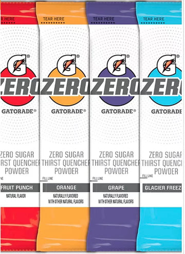 Gatorade G Zero Powder 4 Flavor Variety Pack 10 of Each FlavorPack of 40 0.10oz Glacier Freeze Orange Grape Fruit Punch
