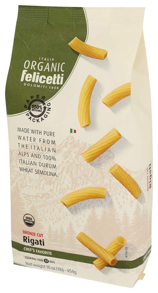 Felicetti Organic Rigati Pasta, Non GMO, Kosher, 16.01 Ounces (Pack Of 12)