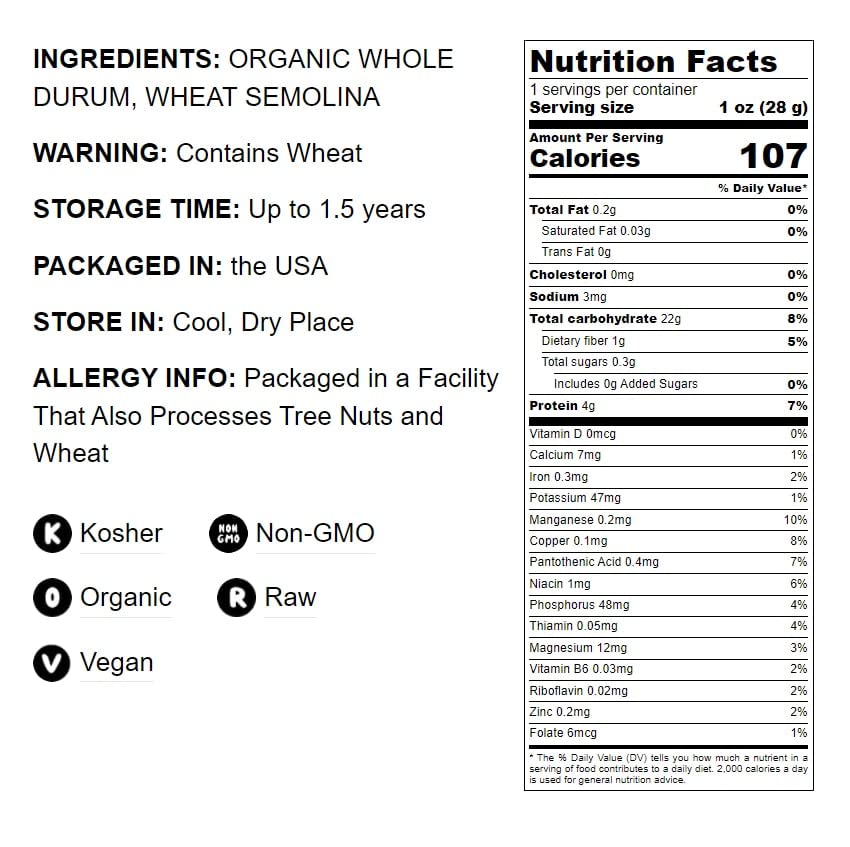 Food To Live - Organic Whole Wheat Couscous, 25 Pounds Non-Gmo, Kosher, Raw, Vegan, Bulk