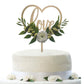 Wedding Cake Topper - Rustic Theme For Bridal Shower Engagement Anniversary Party Decoration , Personalized Heart Shaped , Woode