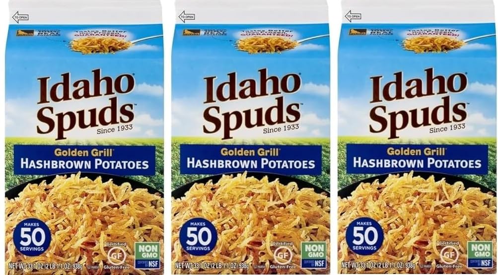 (Pack of 3) Idaho Spuds Hashbrown Potatoes, Golden Grill, Box, 33.1 oz