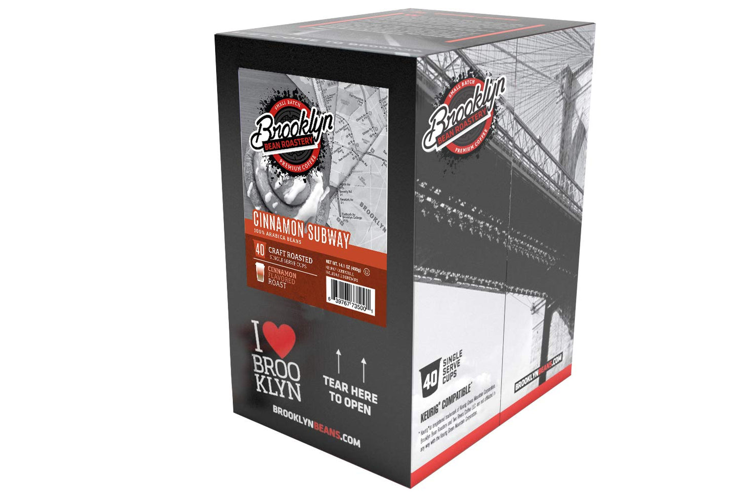 Brooklyn Beans Cinnamon Subway Gourmet Coffee Pods, 40 Count, Compatible with Keurig K Cup malt-inspired, Spicy Cinnamon Flavor