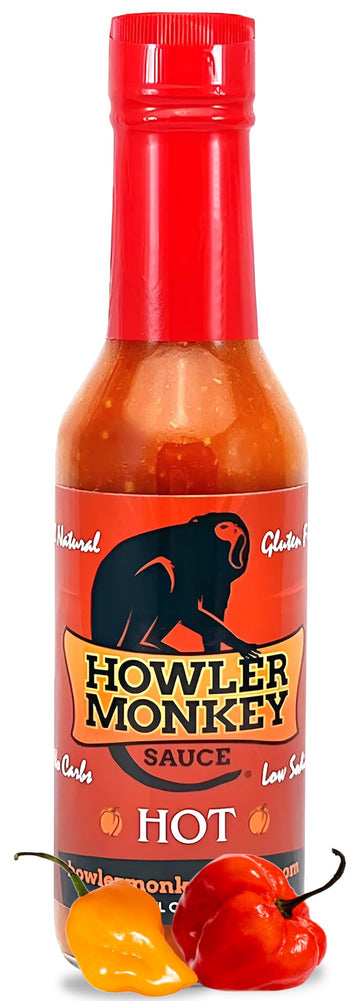 Howler Monkey Sauce Hot - Panamanian Style Hot Sauce With Aji Chombo Pepper - Gluten Free, No Carbs, Low Sodium - Caribbean Flav