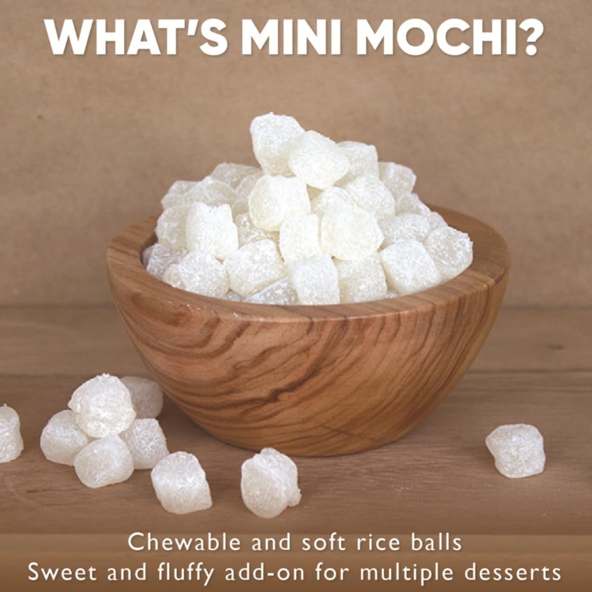 Mini Mochi Sweet Rice Cakes - Assorted Flavors, 10.6 oz (Pack of 2) - Soft Chewy Dessert Topping for Ice Cream, Yogurt, and Froz