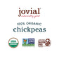 Jovial 100% Organic Chickpeas - No Saturated Fat, Gluten Free, Recyclable Glass, Great Source of Fiber, No Additives or Preserva