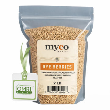 Bulk Rye Berries - Certified 100% Organic - Extra Clean - Great for Mushroom Spawn, Cooking, Brewing & Distilling - Triple Washe