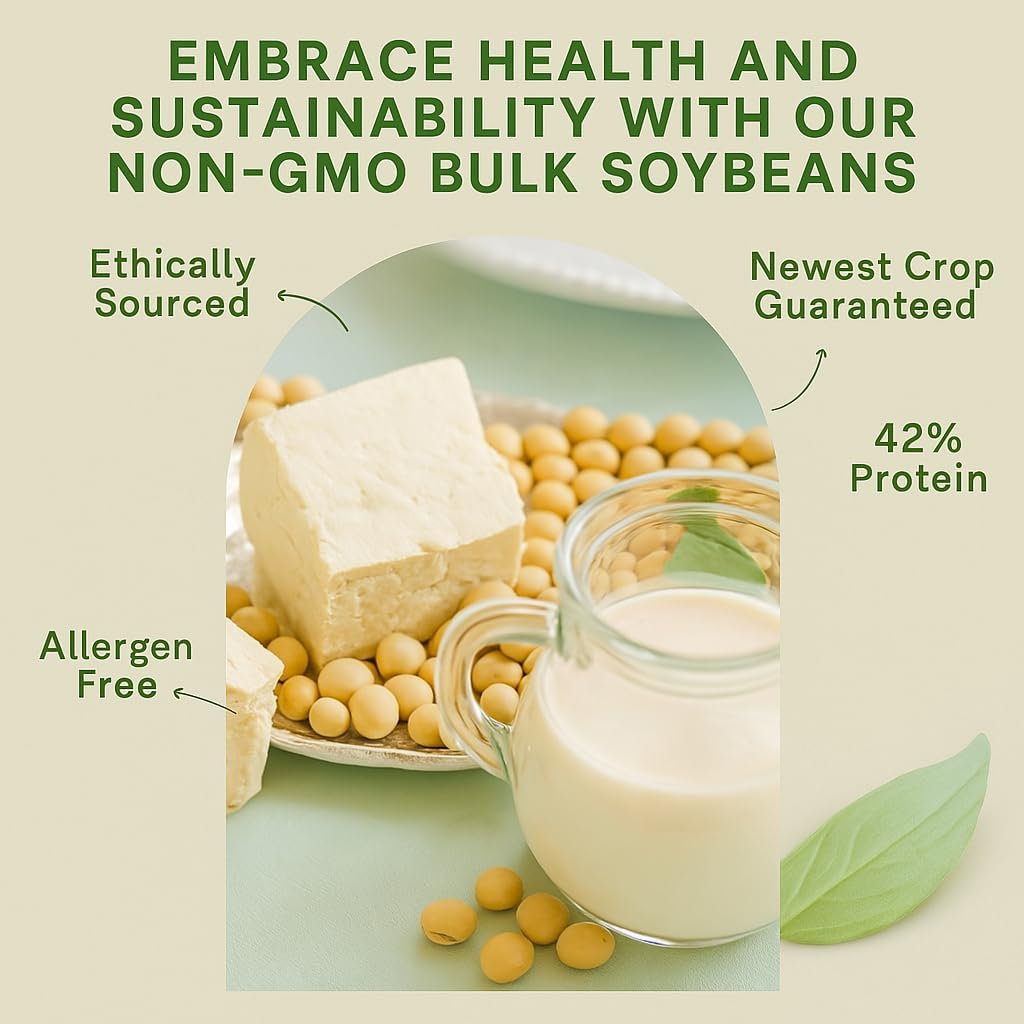 Non GMO Soybeans 7Lbs. Grown 100% in USA, Soy Beans Dry for Tofu and Soy Milk, Soybean Dry in Bulk, Identity Preserved (IP)