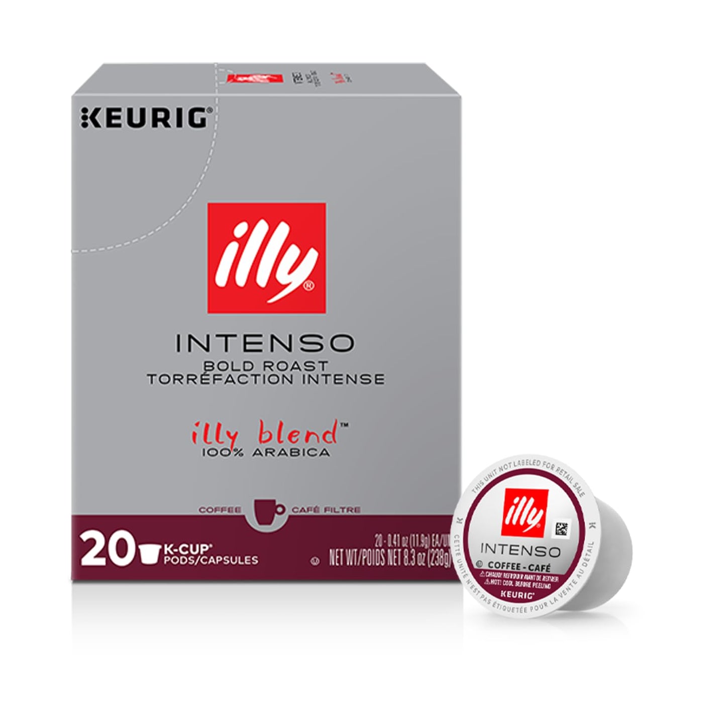 Illy Coffee K Cups for Keurig Machines - Intenso Dark Roast, 20 Count - Bold Flavor with Cocoa & Dried Fruit Notes