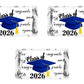 60 Graduation Cap Party Class Of 2026 Miniatures Candy Bar Wrapper, (Set Of 60) Mini Candy Chocolate Bar Stickers, Labels, Candy Not Included, Color Blue. Made In Usa