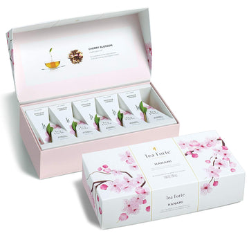 Tea Forte Cherry Blossom Organic Green Tea, Petite Presentation Box Tea Sampler Gift Set With 10 Handcrafted Pyramid Tea Infusers