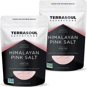 Terrasoul Superfoods Himalayan Pink Salt, 5 Lbs (2 Pack) - Extra Fine Grind | Trace Minerals