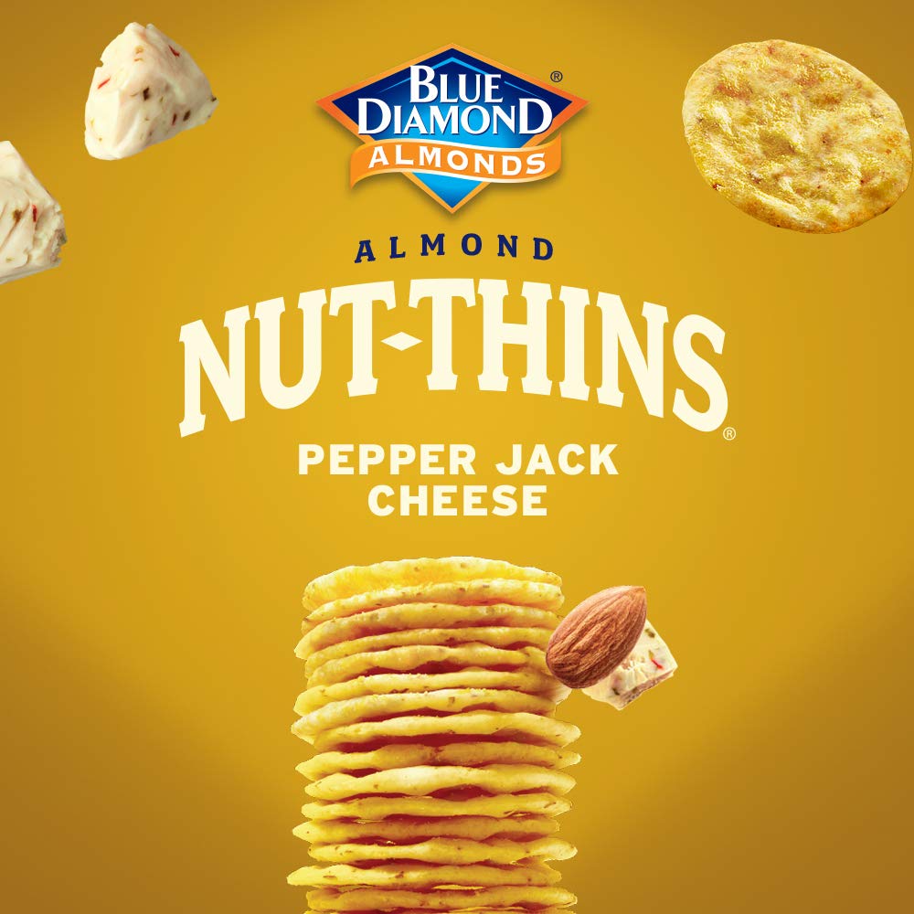 Blue Diamond Almonds Nut Thins Cracker Crisps, Pepper Jack Cheese, 4.25 oz (Pack of 6)