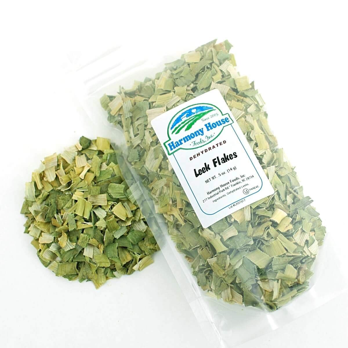 Harmony House Foods Dehydrated Leek Flakes - Air Dried Vegetables For Soup And Cooked Dishes, Great For Camping, Survival, And Backpacking, 0.5 Ounces