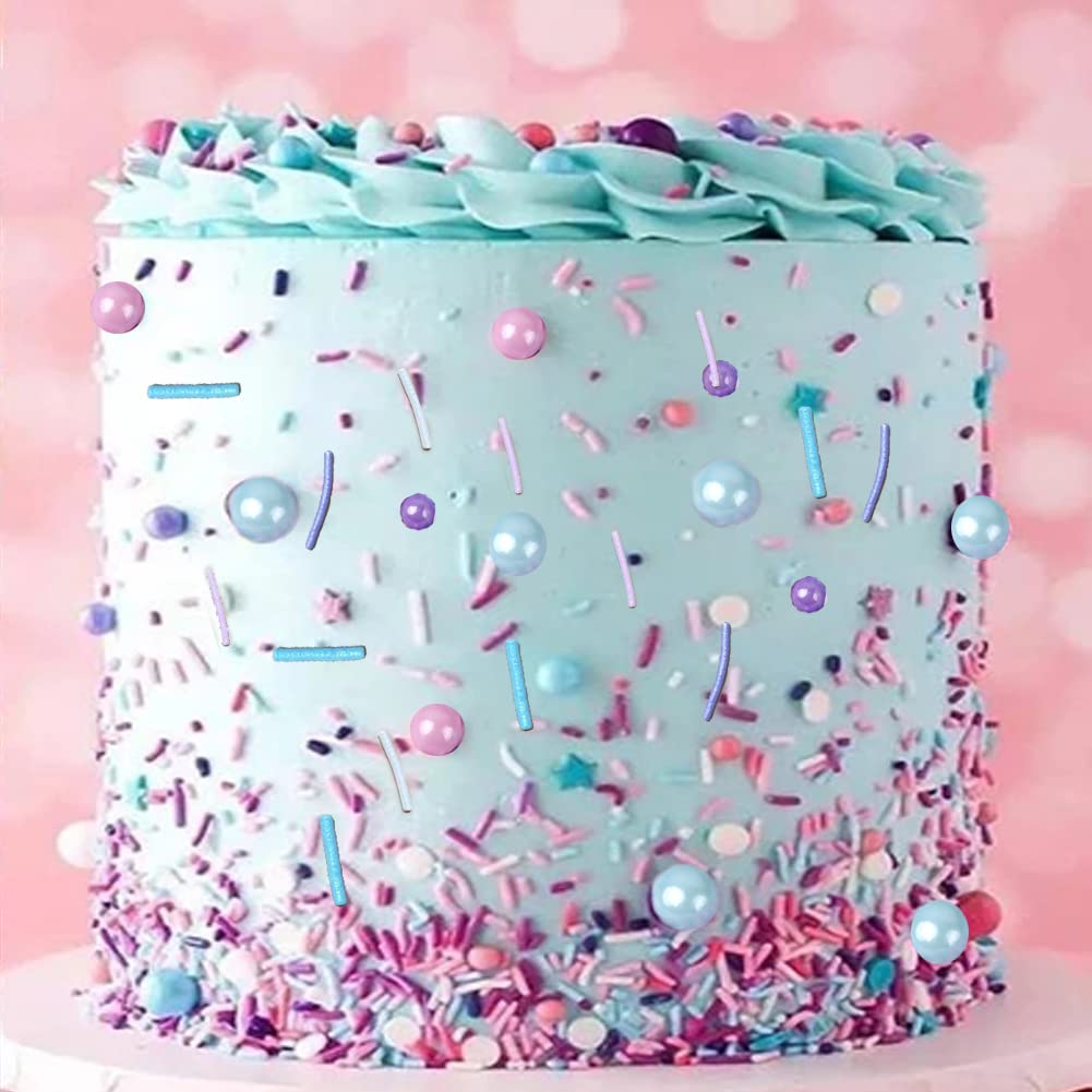 LEBERY 8.4 Oz Pastel Sprinkles, White Pink Purple Blue Sprinkles, Edible Cake Cupcake Sprinkle Edible Cake Pearls for Cake Decor