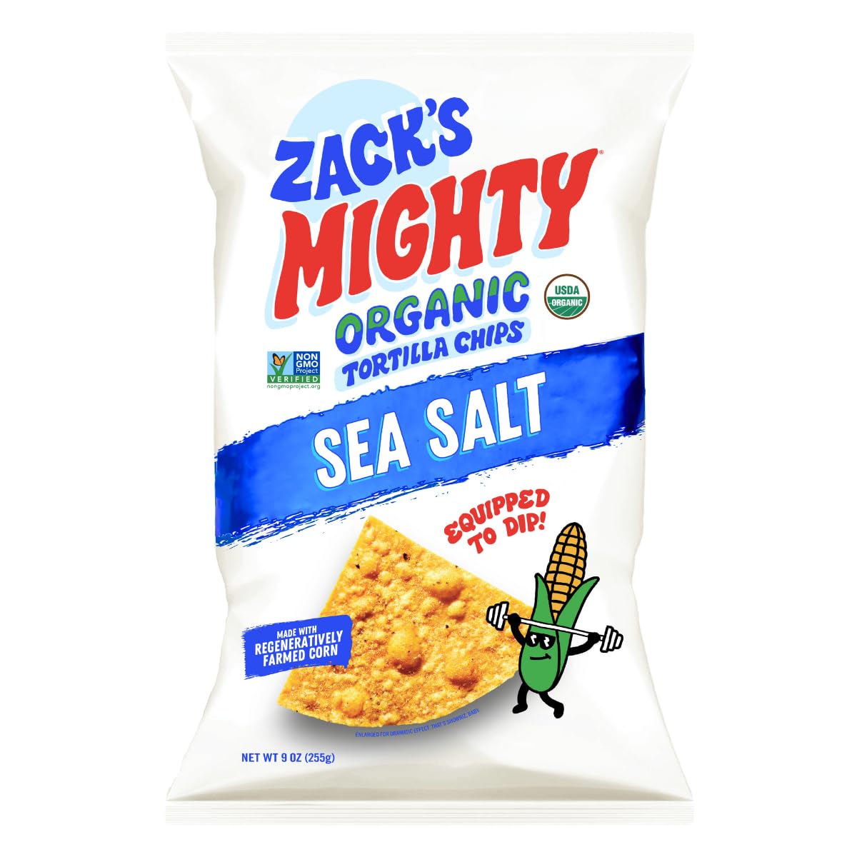 Zacks Mighty Organic Tortilla Chips, Non-GMO, Gluten-Free, Sturdy for Dipping, 9 Ounce Bag