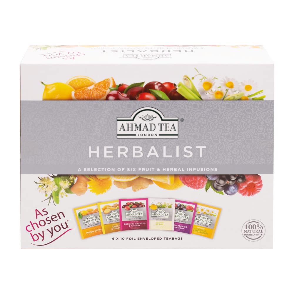 Ammad Tea Herbal Tea, Herbalist Variety Gift Box, 60 Foil Teabags - Decaffeinated And Sugar-Free