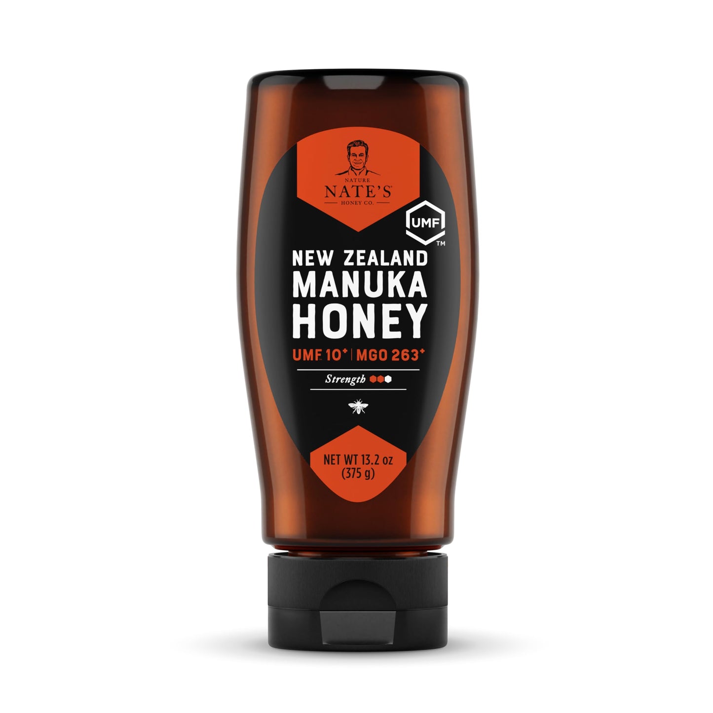 Nates Raw Manuka Honey New Zealand MGO 263+ | UMF Certified 10+ | 13.2 oz Squeeze Bottle