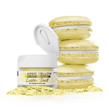 Luster Dust - Classic Yellow (4g 1x Jar) | Edible Vegan Dust & Paint for Cake Decorating, Ice Cream, Desserts, Cocktails and Bev