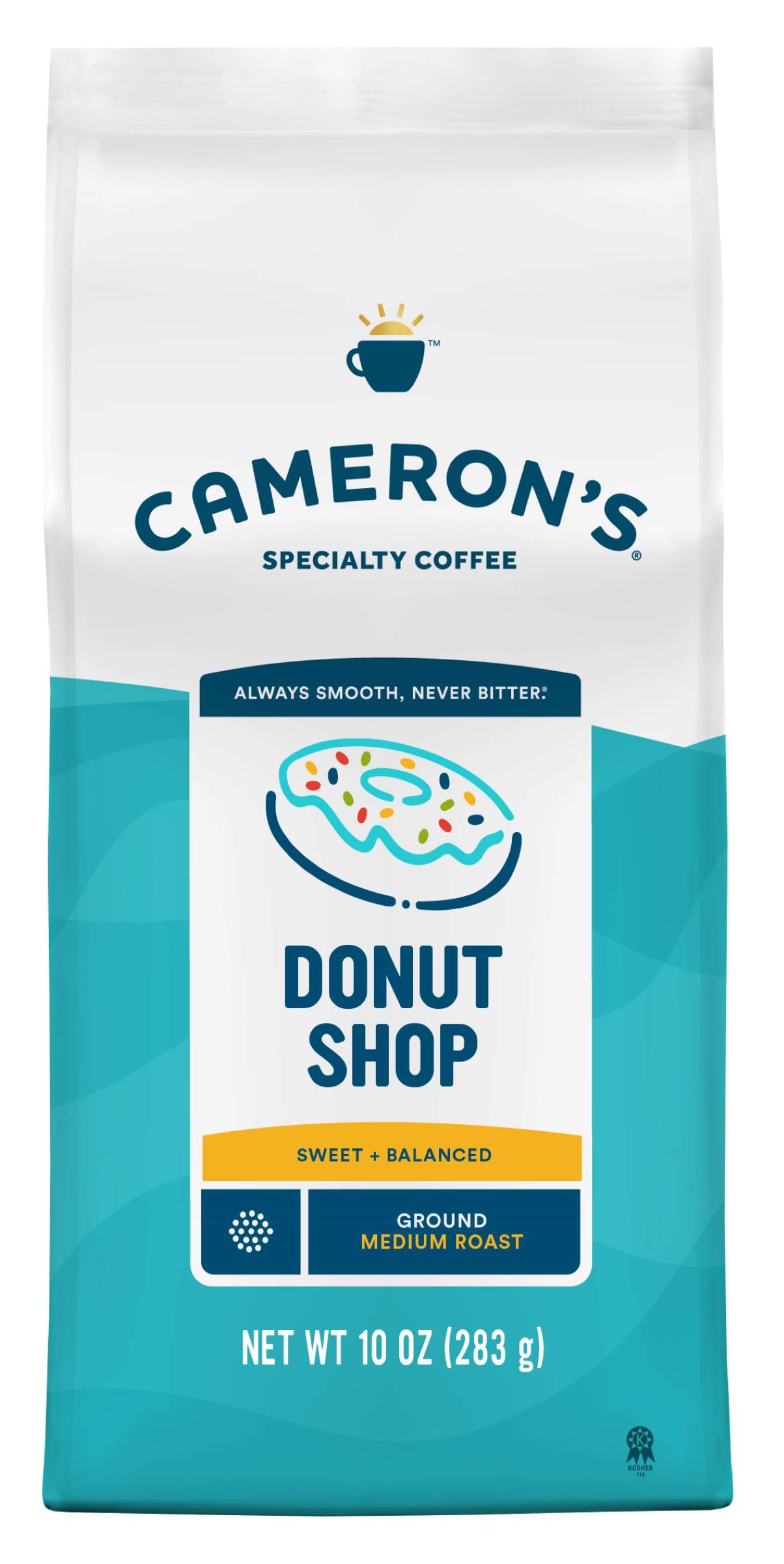 Cameron s Coffee Roasted Ground Coffee Bag, Donut Shop Blend, 10 Ounce, Pack of 6