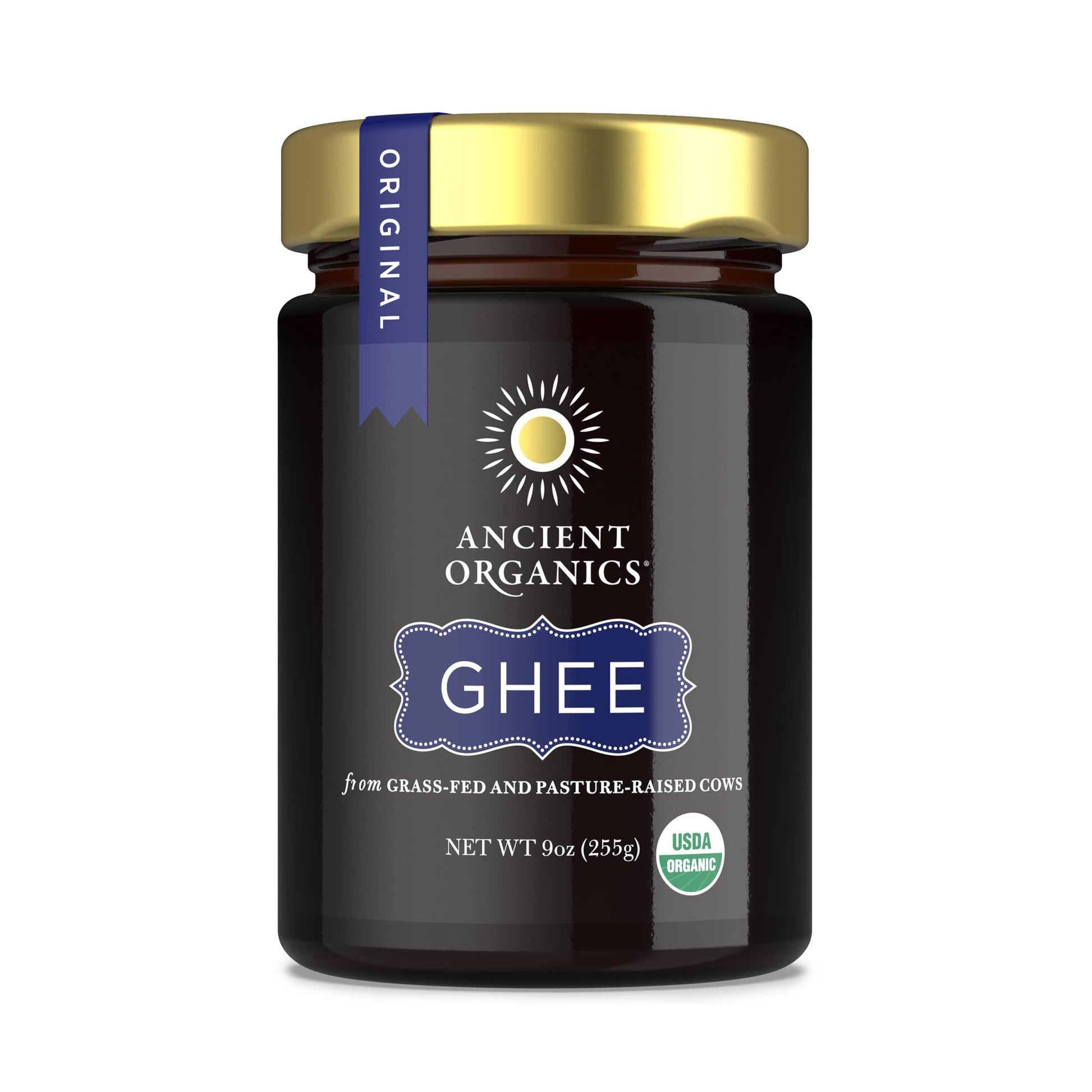 Ancient Organics Ghee - Organic Grass Fed Ghee Butter  Gluten Free  Clarified Butter  Vitamins & Omegas  Lactose Reduced  Kosher  USDA Certified - 9 Oz (Pack of 1)