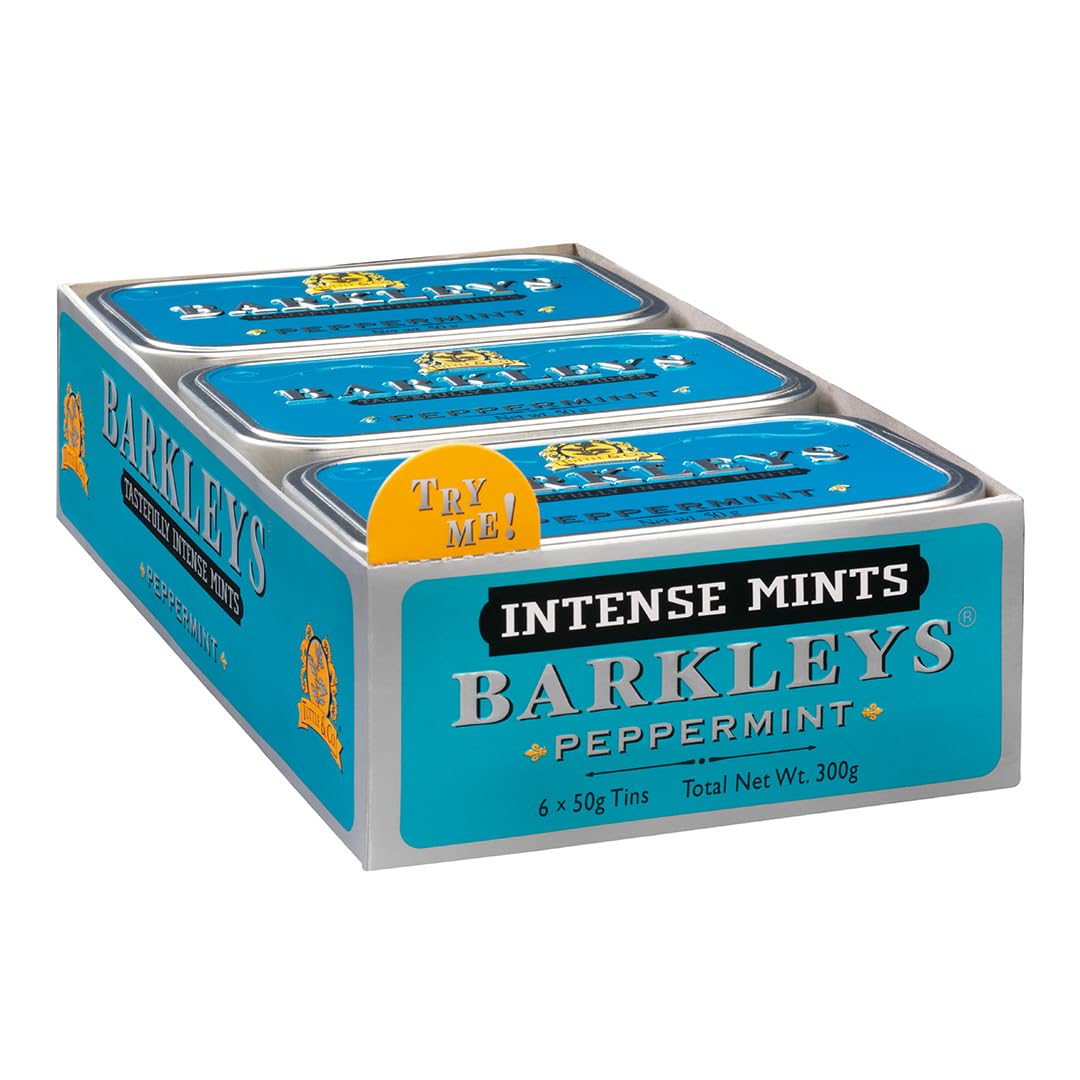 Barkleys Peppermint Breath Mints - Vegan After Dinner Mints, 6 Pack, 50 Count Each, Classic Travel Tins - Model 740850