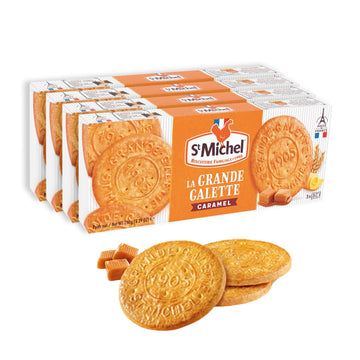 St Michel Caramel Butter Cookies, Pack of 4, 5.29oz, Non-GMO, Golden, Model 20211209_B0CH3VP1R2