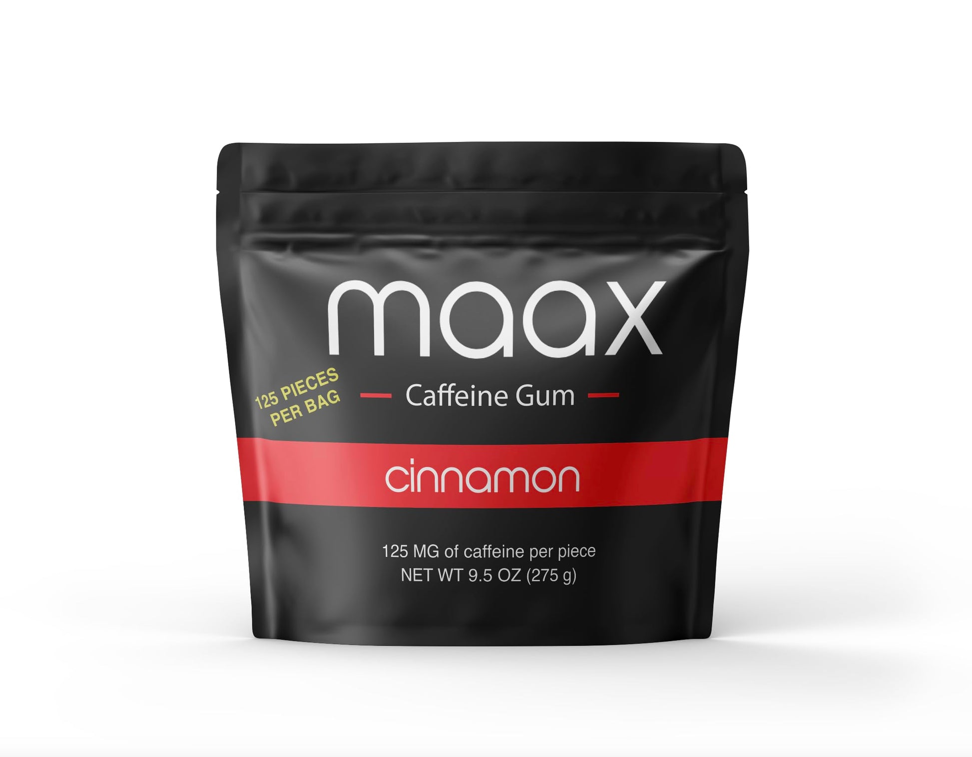 Maax Caffeine Energy Gum | Cinnamon Flavor | 125mg Caffeine per Piece | 125 Total Pieces | 25 Count (Pack of 5)