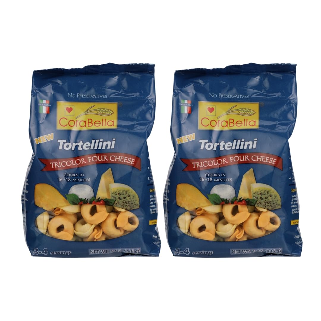 Corabella Classic Italian Tricolor Tortellini Pasta - Non GMO | Cheese Tortellini Pasta | Fresh Cheese Tortellini Pasta | Premiu