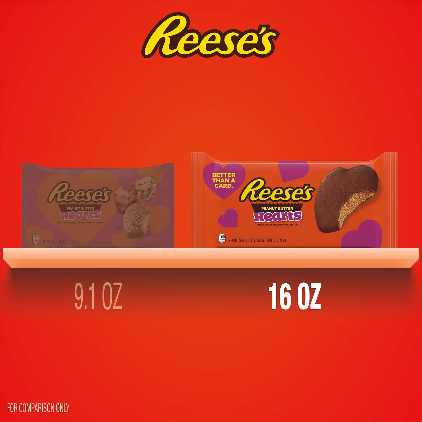 REESES Milk Chocolate Peanut Butter Hearts, Valentines Candy Pack, 16 oz (2 Pieces)