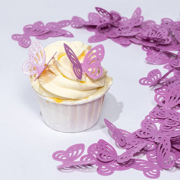 Purple Edible Butterflies,Edible Flowers,Edible Leaves, Wafer Paper Cake Cupcake Toppers For Decorating Rice Paper Flower Food D
