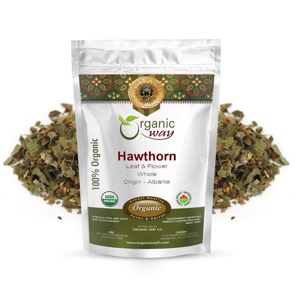 Organic Way Hawthorn Leaf And Flower Whole (Crataegus Monogyna) - Herbal Tea | European Wild-Harvest | Usda & Kosher Certified |