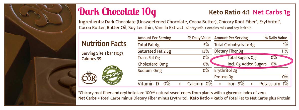 Sugar Free Dark Chocolate Chocoperfection Thirty Dark Bars, 10G Size