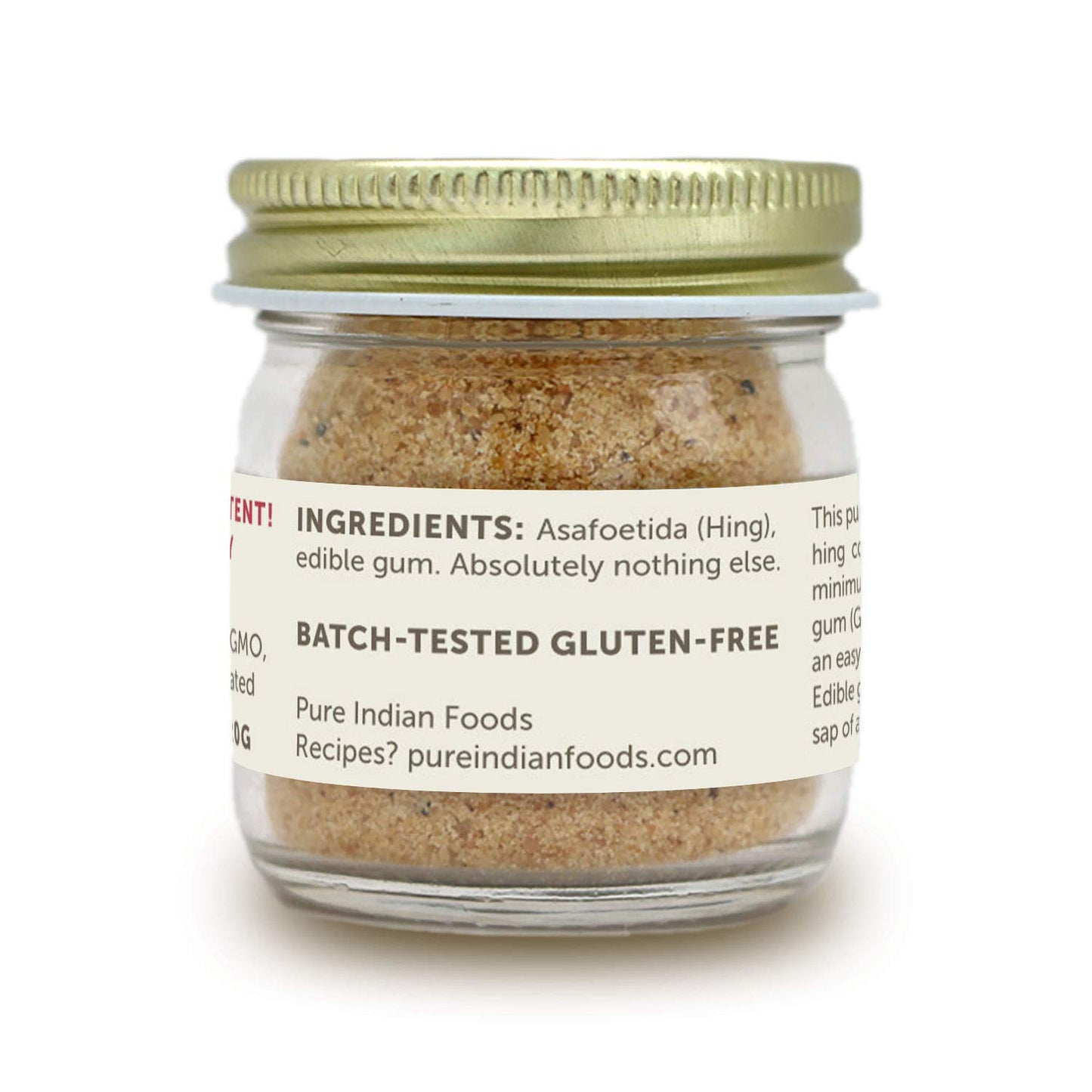 PURE INDIAN FOODS Asafoetida Powder - Gluten Free Indian Spice Substitute, 20g Glass Bottle (3 Pack)