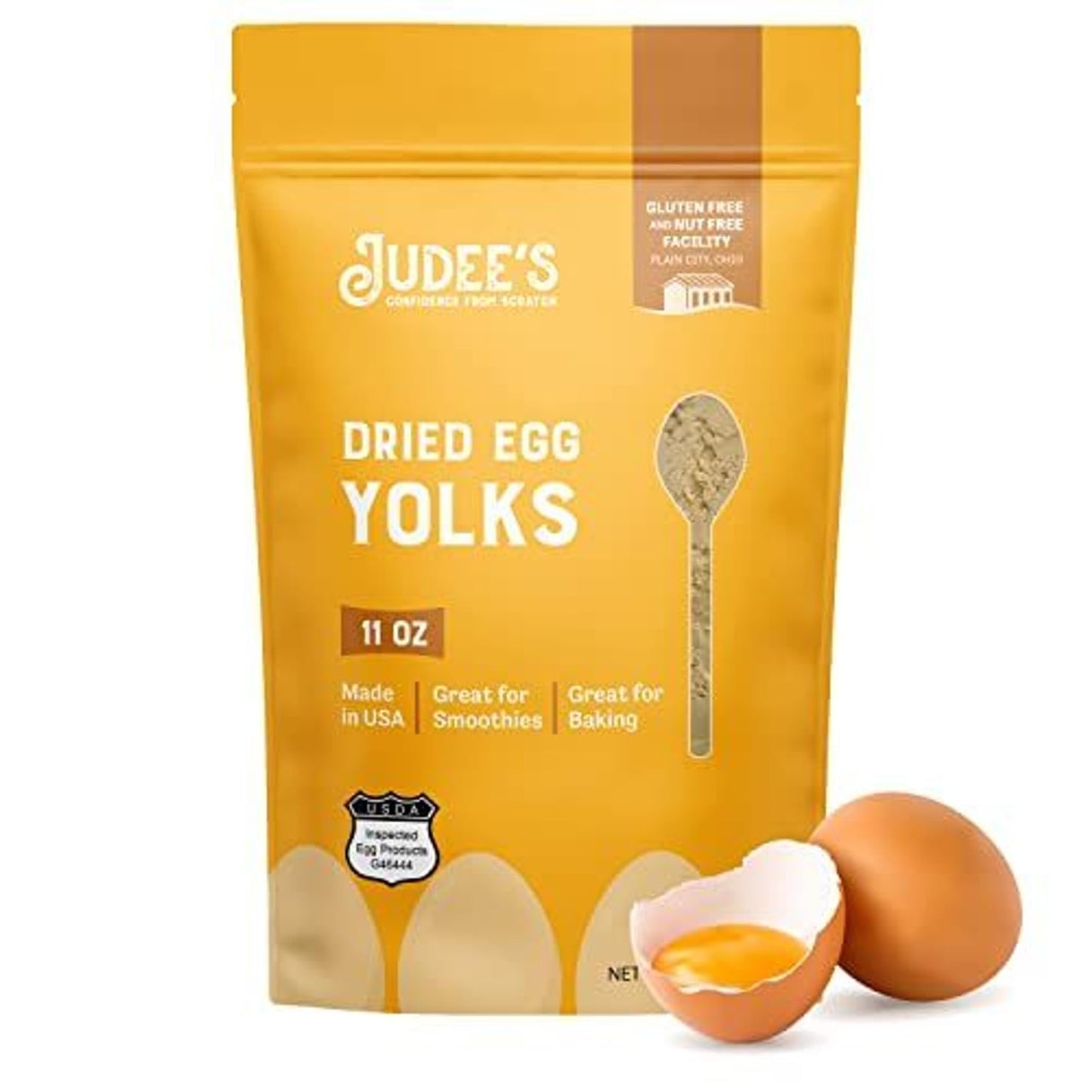 Judee s Gluten Free Dried Egg Yolk Powder - Egg Substitute for Baking & Cooking - Protein Powder for Smoothies & Sauces - Glute