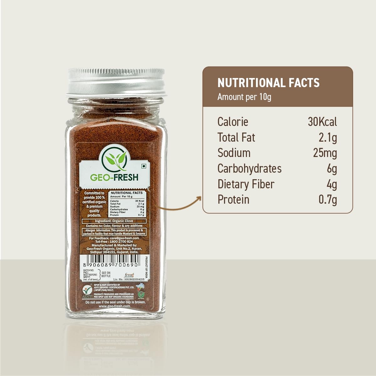 Geo-Fresh Organic Clove Powder 45g - USDA Certified