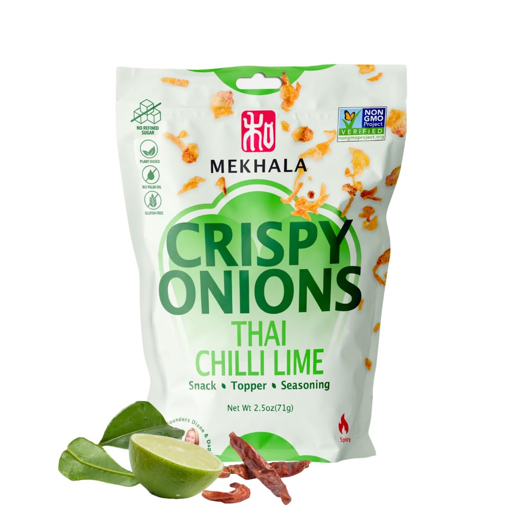 Mekhala Thai Chili Lime Crispy Onions - Salad Toppings Crunchy Fried Onions For All-Purpose Seasoning Like Keto, Ramen Toppings, And Rice Gluten-Free | 2.5Oz