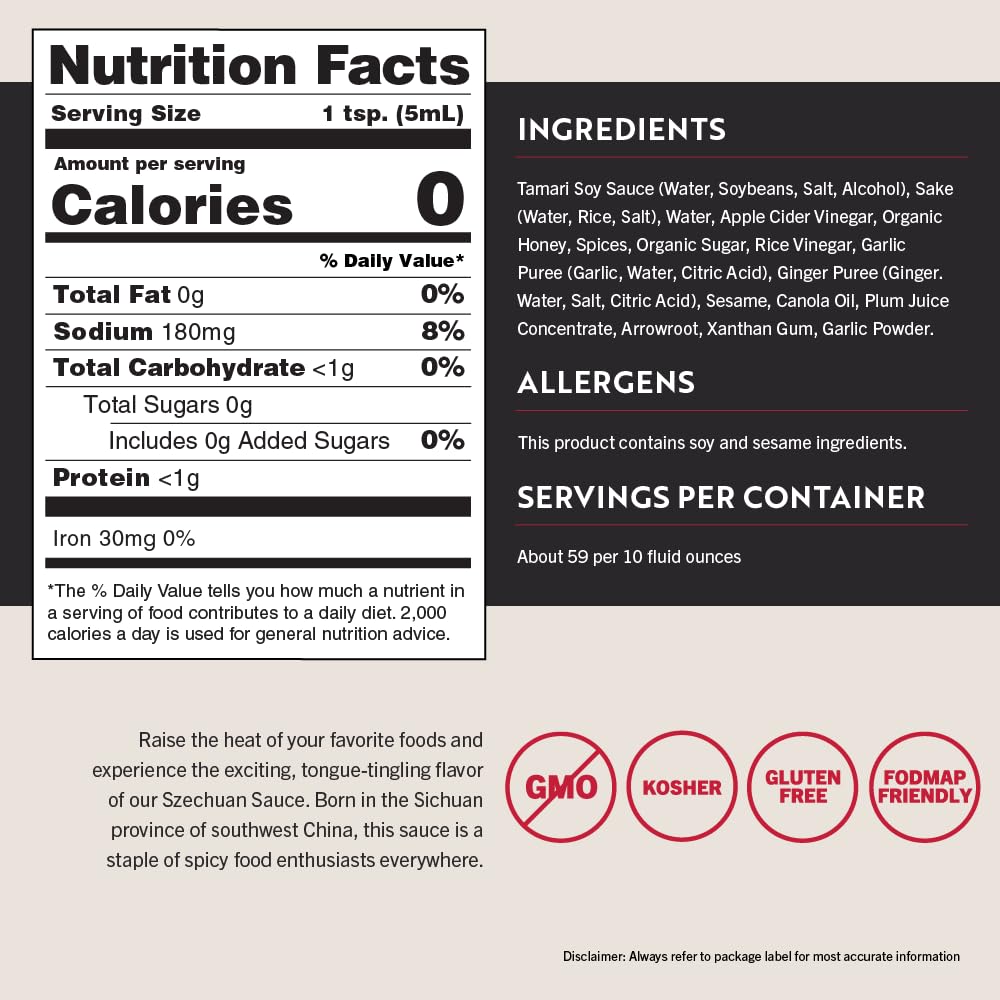 San-J - Spicy Gluten Free Szechuan Sauce - Non-Gmo - 10 Oz. Bottles - 2 Pack