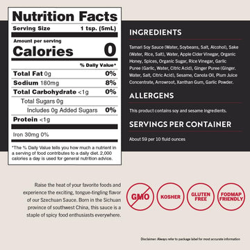 San-J - Spicy Gluten Free Szechuan Sauce - Non-Gmo - 10 Oz. Bottles - 2 Pack