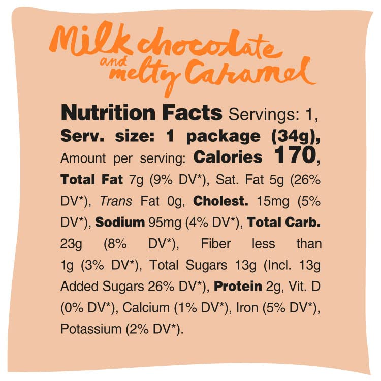 Michel et Augustin gourmet chocolate cookie Squares  Milk chocolate & caramel  Individually Wrapped European cookies  15 French