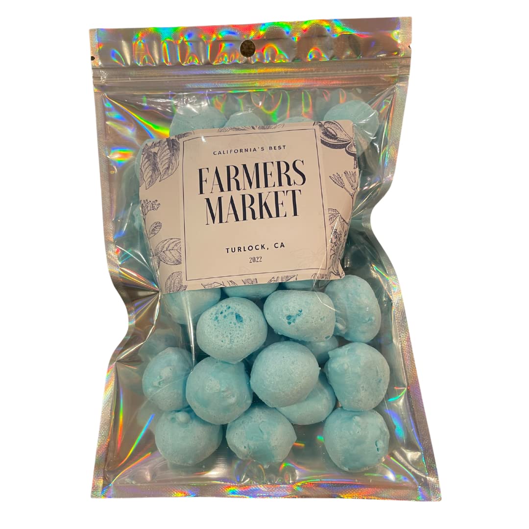 Farmers Market Freeze Dried Blue Raspberry Taffy - Airy Crunchy Snack, Perfect Daily Treat, Shareable Pack - Long Life Candy Wit