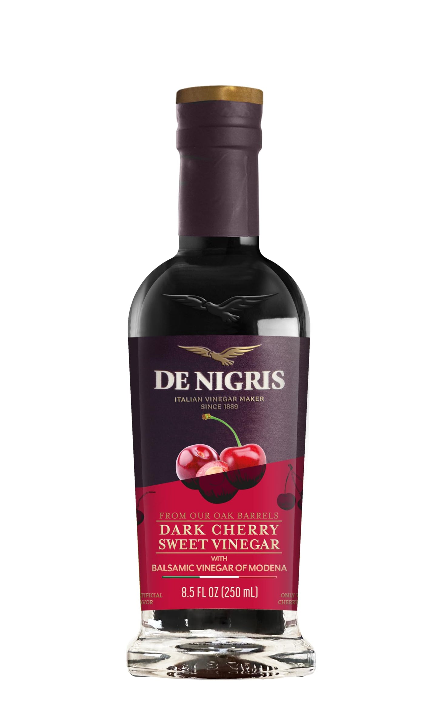 De Nigris Dark Cherry Sweet Vinegar With Balsamic Vinegar Of Modena 8 5 Oz (250Ml) | Balsamic Vinegar From Modena Italy | Balsamic Vinegar Aged | Aged Balsamic Vinegar