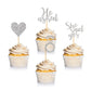 Donoter 24 Pieces Silver Glitter Engagement Cupcake Toppers He Asked She Said Yes Diamond Ring Heart Cupcake Picks For Wedding B